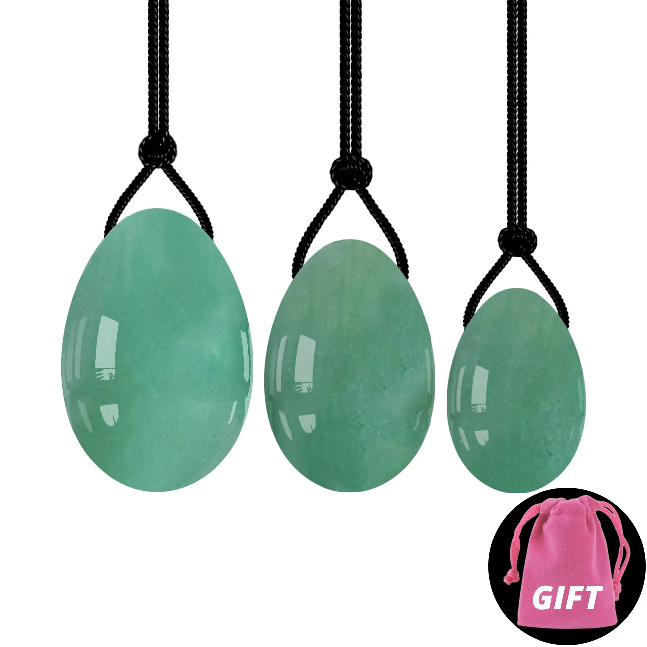 Aventurine Eggs Дропшиппинг Yoni набор яиц для массажа нефритовых яиц розовый кварц йони-палочка для женщин Кегеля Тренажер вагинальная подтяжка мышц Просверленный массажный камень - Цвет: Aventurine Eggs