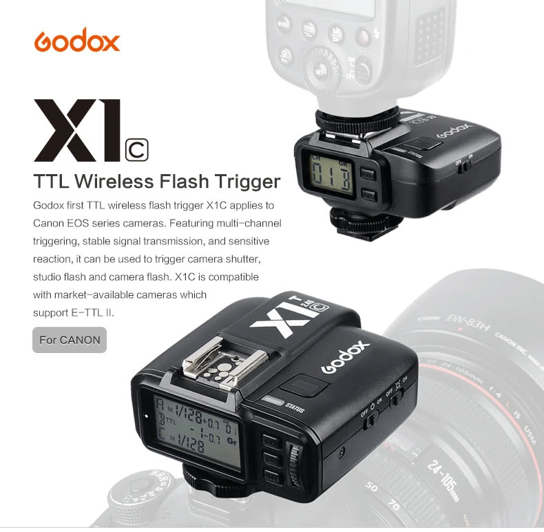 

Godox X1C TTL 2.4 G Wireless Transmitter With Receiver Kit for Canon 5D2 600D 700D 650D 5D Mark III 550D 500D 7D 6D 1DX