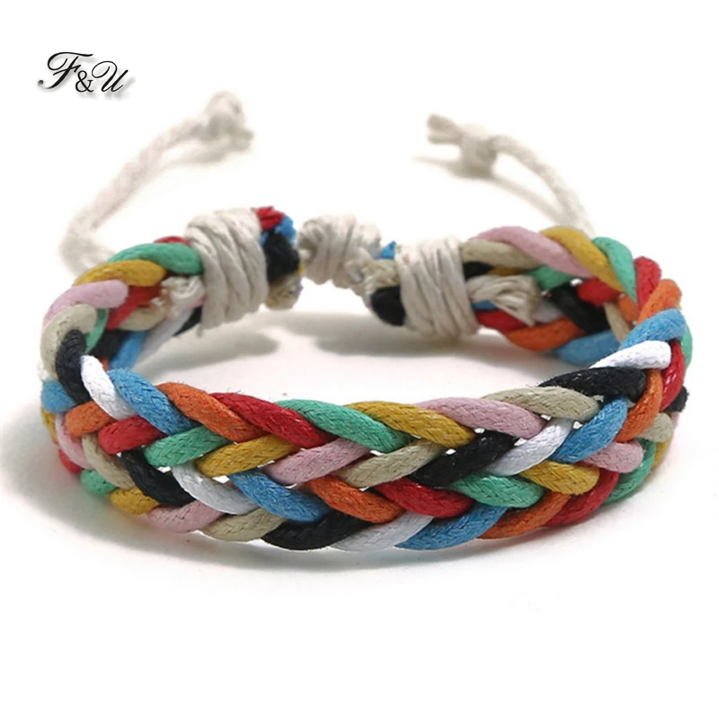 Браслет F &amp U в богемном стиле ткань батик яркие веревочные браслеты