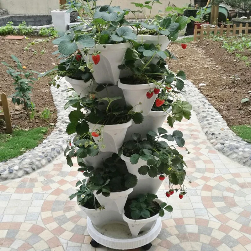 3 Tier Stackable Strawberry Herb Flower Vegetable Planter Balcony kitchen Succulent Pots Home Garden Decoration