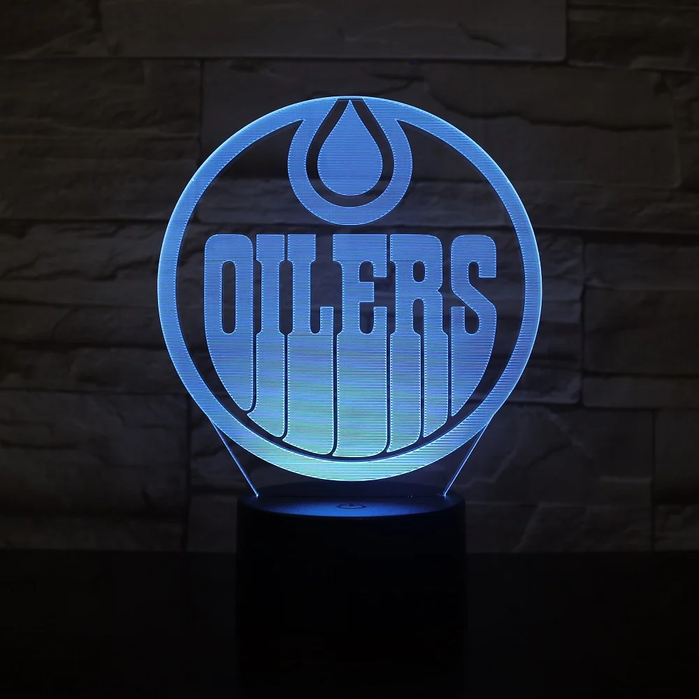 Oilers Hockey Team 3D LED ночник голограмма иллюзия Лампа для детей декор спальни друзья