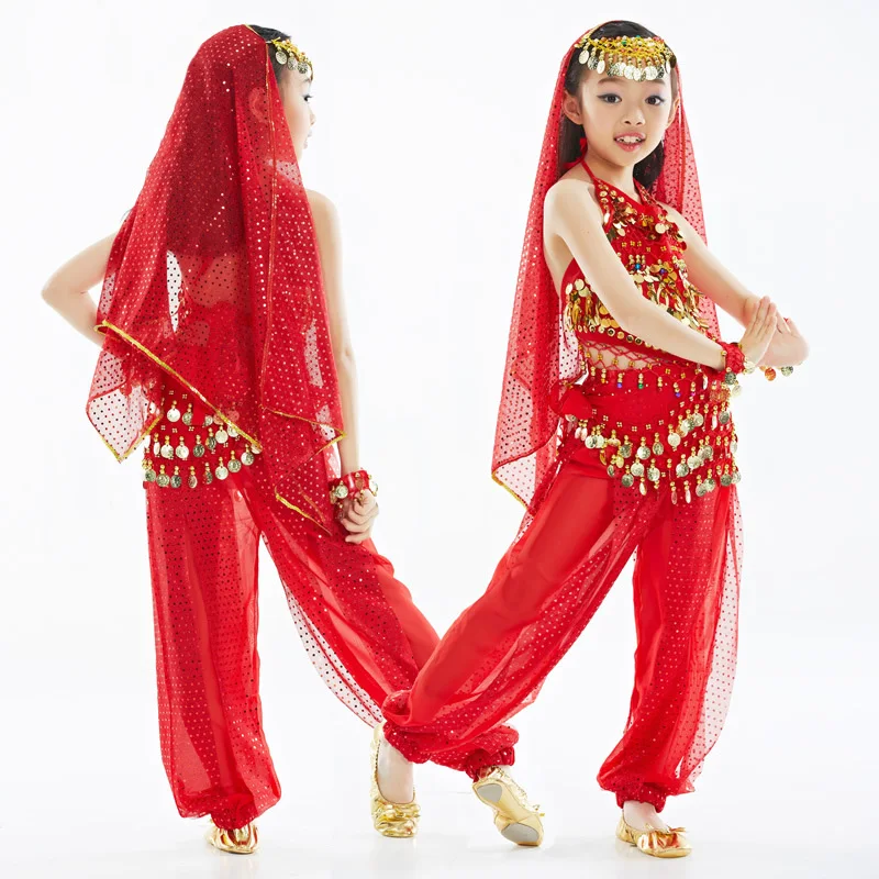 

2016 new belly dance dancing silk 6piece(top+pants+waist chain+veil+hand chain) costumes belly dance costume indian fabrics