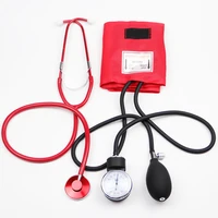 classic red medical blood pressure monitor bp cuff arm aneroid sphygmomanometer with cute stethoscope