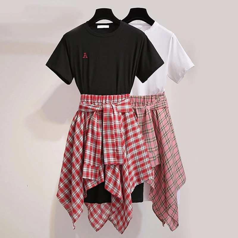 Женский комплект из 2 предметов Черное длинное платье-футболка с Вышивкой Букв и