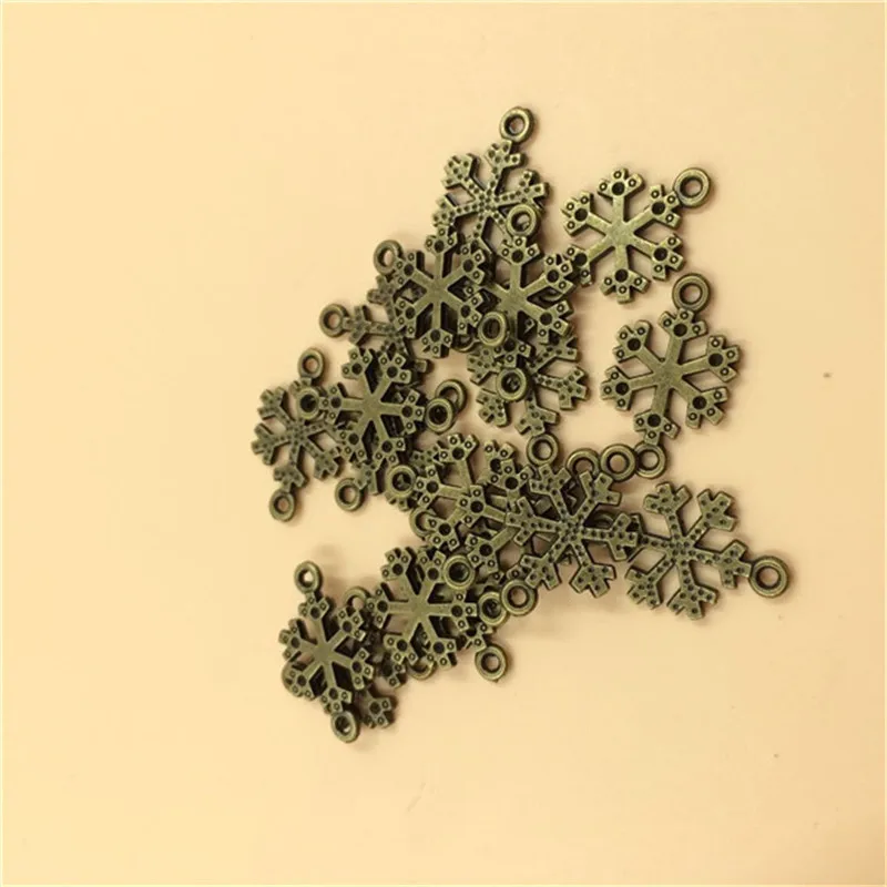 Рождественский украшение подарок снежинка оберег подвеска винтажный металлический хлопья 19x12мм 30шт T369 Новинка Бесплатная доставка.