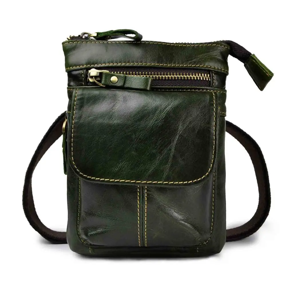 green Натуральная кожа Для мужчин многофункциональный дизайн маленький Crossbody одно плечо мешок моды Пояс Сумка портсигар 611-18bu - Цвет: green
