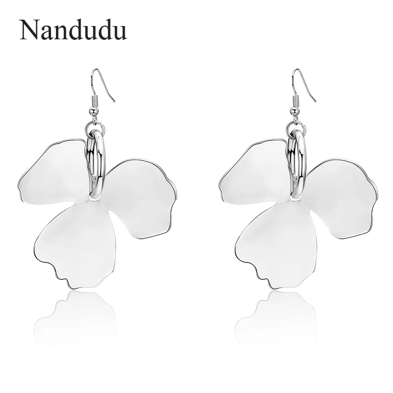 Nandudu большой золотой и серебряный цветок серьги для Для женщин мода