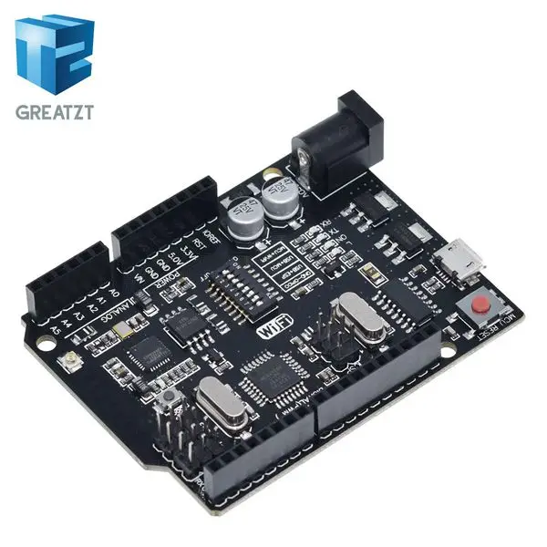 Wifi UNO R3 GREATZT UNO+ WiFi R3 ATmega328P+ ESP8266(32 Мб памяти) USB-TTL CH340G для Arduino Uno, NodeMCU, WeMos ESP8266 новое поступление - Цвет: Wifi UNO R3
