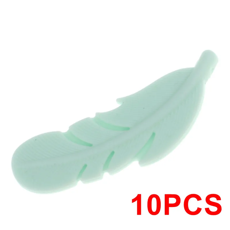 147 Mint Green Детский Прорезыватель для зубов, 10 шт., силиконовые перьевые Прорезыватели для зубов, бисерное ожерелье без бисероплетения для новорожденных, жевательные кусачки, сделай сам, цепочка для младенцев, подарок для кормления - Цвет: 147 Mint Green
