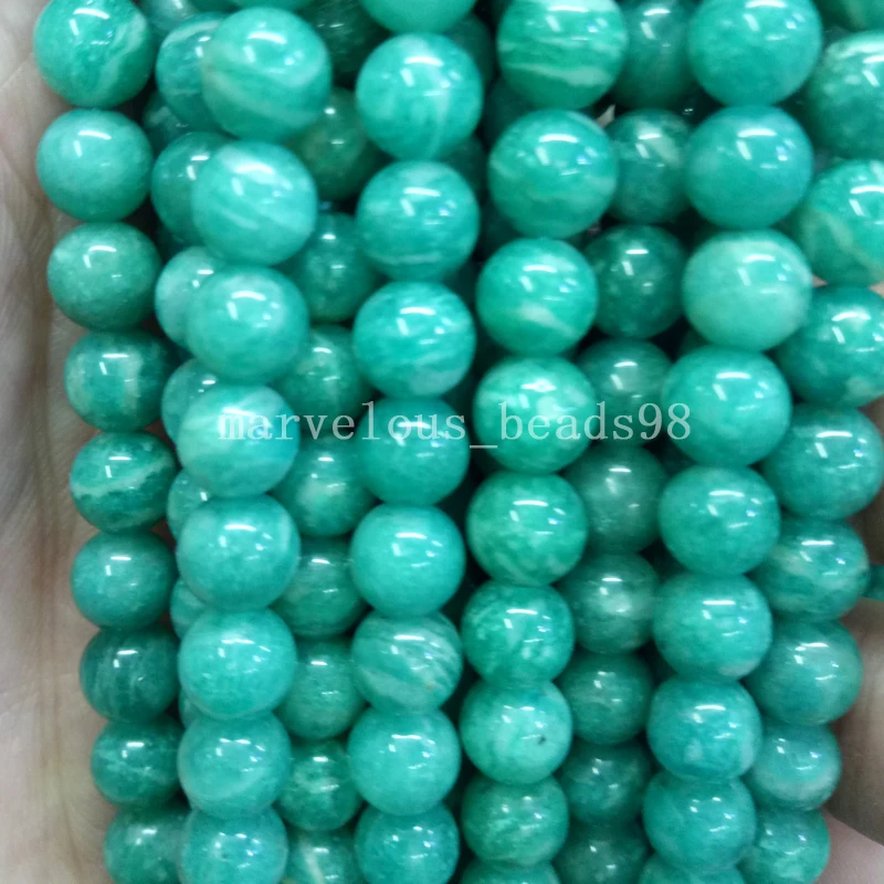 

Бесплатная доставка, ювелирные изделия, 8 мм, натуральные круглые свободные бусины из российского амазонита 15,5 дюйма G7236