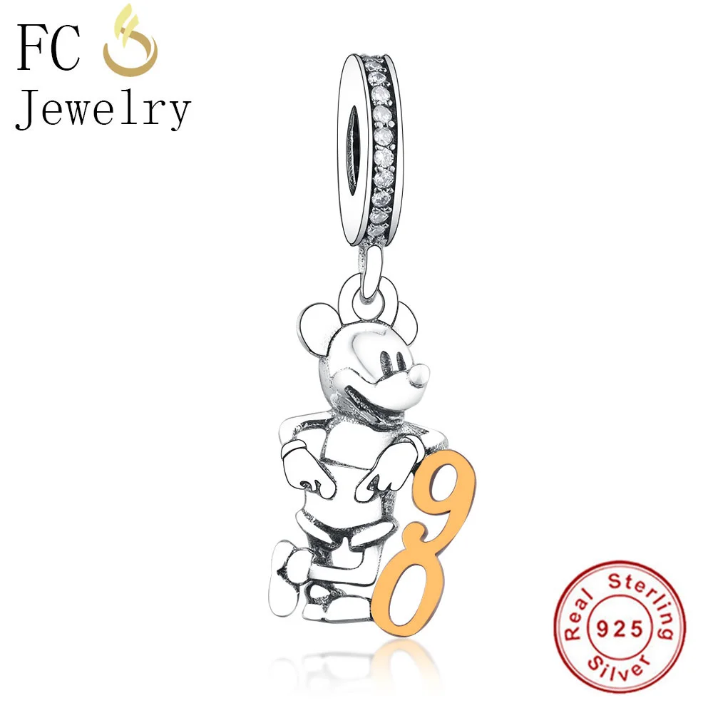 FCJ0980 FC ювелирные изделия подходят к оригиналу Pandora талисманы браслеты Berloque 925 пробы серебро сглаза кубический цирконий бусины свисающие подарки - Цвет: FCJ0980
