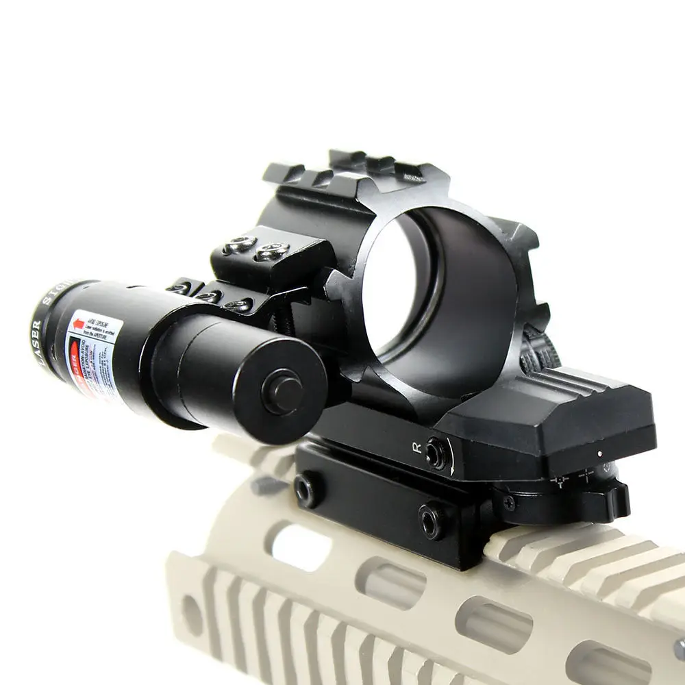 High Quality Holographic Tactical Red / Green 4 Reticles Reflex Dot Scope &amp Laser Sight Combo Hunting Airsoft Free Shipping | Спорт и