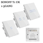 Sonoff T1 Великобритания 1 2 3 Gang TX Smart WiFi433RF 86 Тип настенный сенсорный светильник ель света Лампа дистанционное управление через приложение