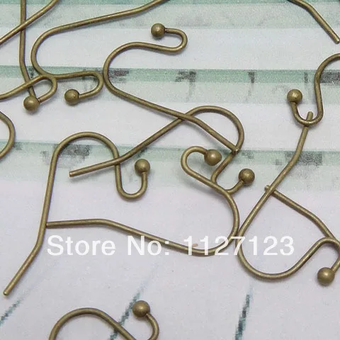 Free ship! Hot Sale 2000pcs Antique copper French ball end Earring hooks earwires wires findings for Jewelry DIY