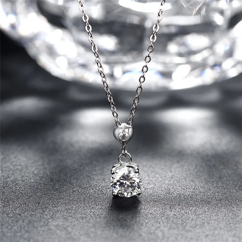 DODO 925 Sterling Silver Necklaces Heart Pendant &amp Long Link Chain Necklace Cubic Zirconia Jewelry Collar Colar de Plata SN59 | Украшения