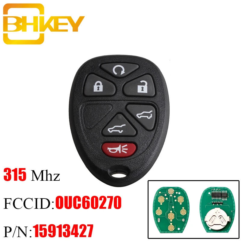 BHKEY 6 кнопок дистанционный ключ без ключа для Chevrolet Tahoe Traverse GMC Yukon 2007- для OUC 15913427 оригинальные ключи для автомобиля
