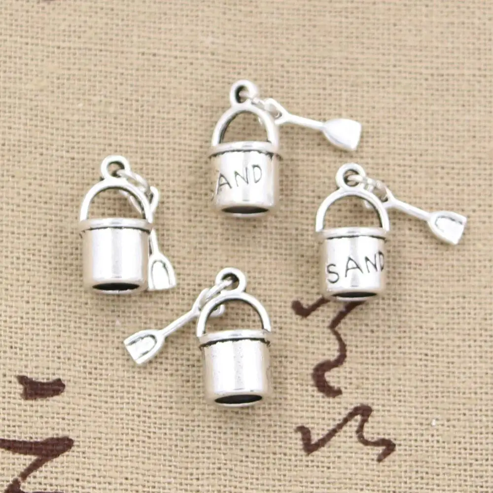 

12pcs Charms Shover And Pail Beach Sand 15x8mm Antique Silver Color Pendants Making DIY Handmade Tibetan Silver Color Jewelry