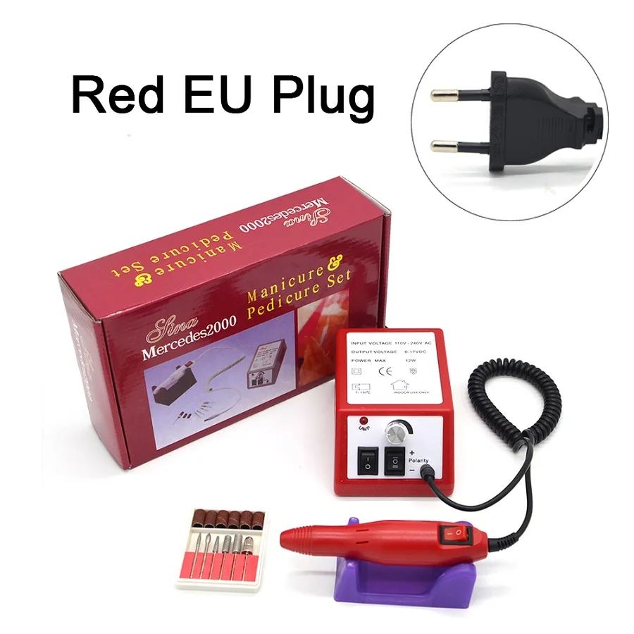 Red EU Plug Профессиональная красная электрическая дрель для маникюра с низким уровнем шума и вибрации для гладкой и длительной работы - Цвет: Red EU Plug