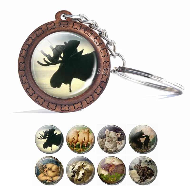 Стеклянный брелок с кабошоном Moose силуэта украшения для животных подвеска со