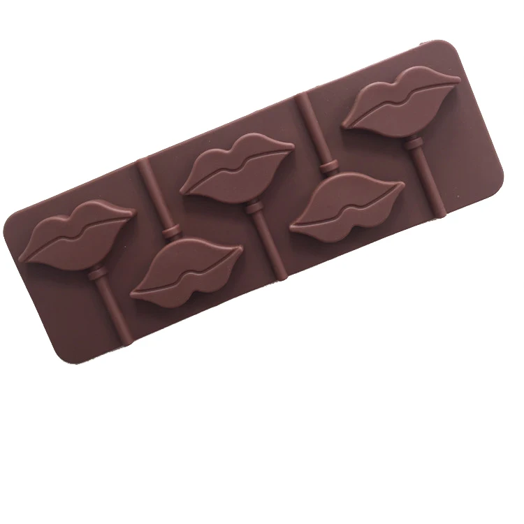 6 lips 50g Сердце цветок круглой формы силиконовая форма для леденцов формы для выпечки 3D ручной работы Поп палочки леденцы конфеты шоколадный торт украшения формы - Цвет: 6 lips 50g