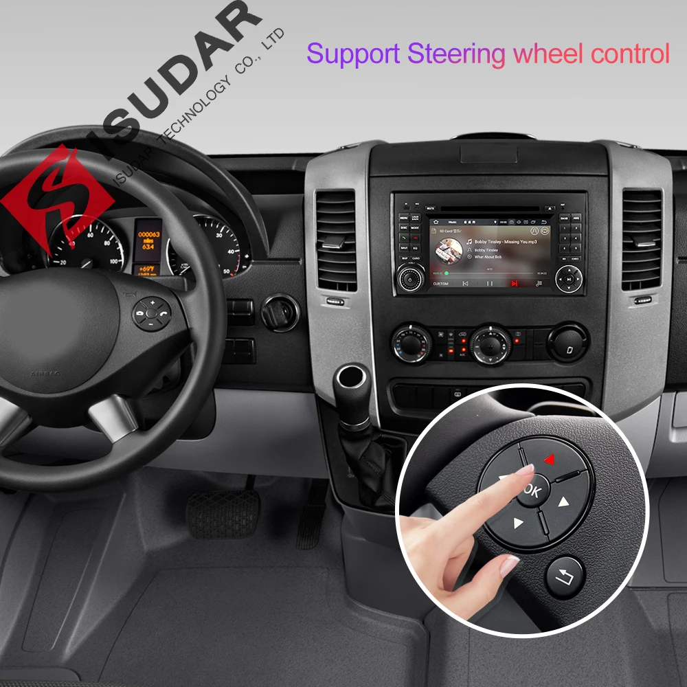 Isudar автомобильный мультимедийный плеер gps Android 9 2 Din DVD Automotivo для Mercedes/Benz/Sprinter/B200/B