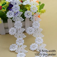 5 5cm white polyester embroidery lace french lace ribbon fabric guipure diy trims warp knitting sewing accessories3706