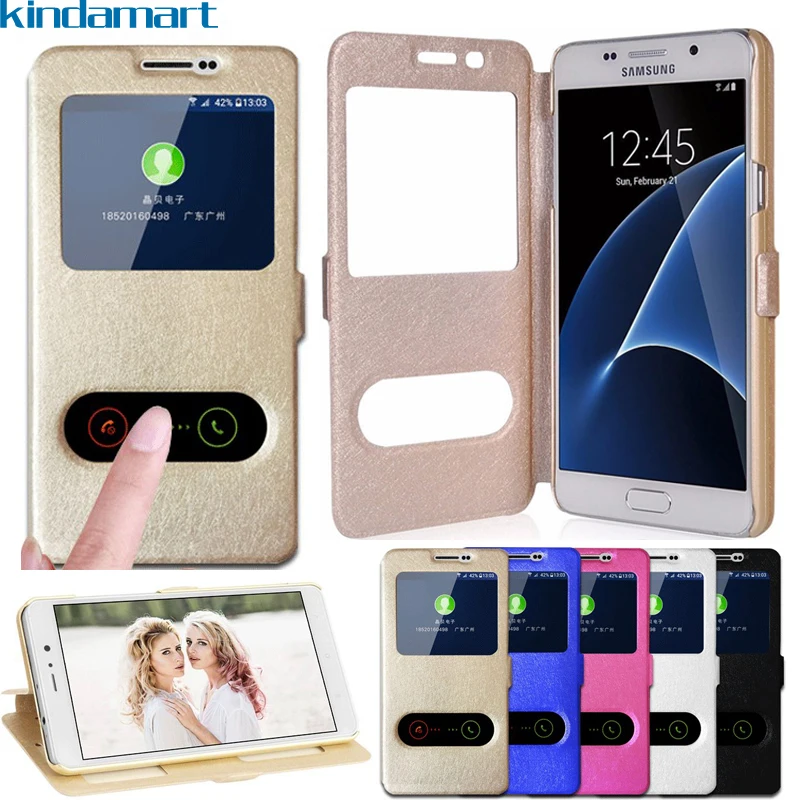 Кожаный чехол-книжка с окошком для Samsung J5 2015 J500 | Мобильные телефоны и аксессуары