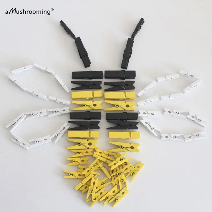 50 однотонные розовые мини-прищепки " моноблок День рождения baby shower девушки свадебное декор для ежедневника декорация с крещением - Цвет: bumble bee