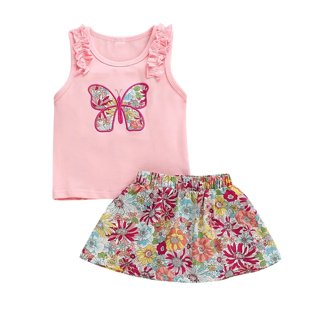 Новый комплект одежды из 2 предметов для маленьких девочек Летняя короткая