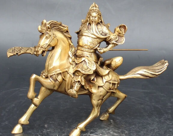 SCY 003010 10 &quotКитайская бронзовая лошадь Guan Gong Yu Warrior God Guangong статуя ножа (A0414) | Дом и
