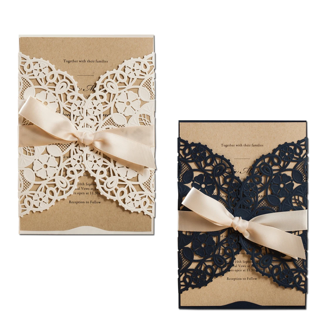 

100 шт. белые и синие свадебные приглашения с лазерной резкой с конвертом, пустые вечерние приглашения на день рождения