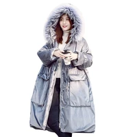 winter thick coat fashion women warm velvet cotton jacket raccoon fur collar parka hood high quality oversized outerwear pj240
