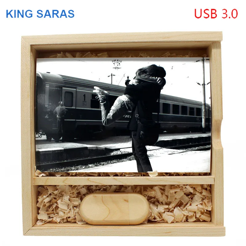 Король SARAS usb 3,0 фон для фотосъемки на заказ деревянные+ коробка usb флеш-накопитель 4 ГБ 8 ГБ 16 ГБ оперативной памяти, 32 Гб встроенной памяти, кленовый, деревянный usb3.0