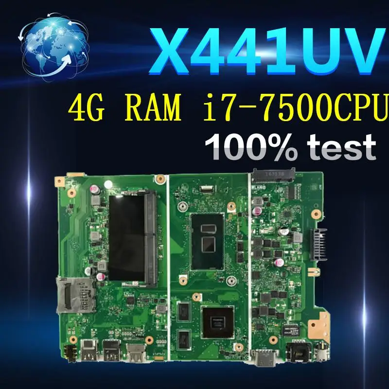 Amazoon X441UV материнская плата с 4G RAM i7 7500 для For Asus X441U F441U A441U X441URLaptop Тест 100%