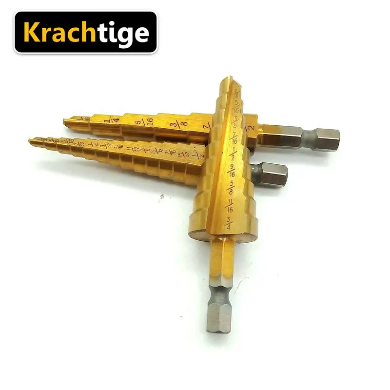Набор ступенчатых сверл krachoue 3 шт. титановая быстрорежущая сталь M2 28 размеров