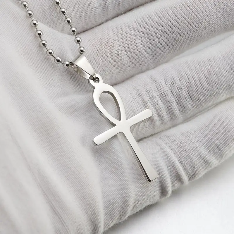 Цепочка с подвеской в виде креста на ногу из нержавеющей стали 60 см|steel bead chain|steel