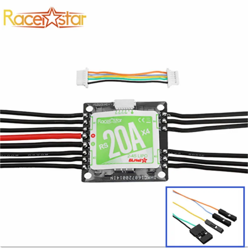 Racerstar RS20Ax4 20A 4 в 1 Blheli_S Opto ESC 2-4S поддержка Oneshot42 Multishot для FPV Racer