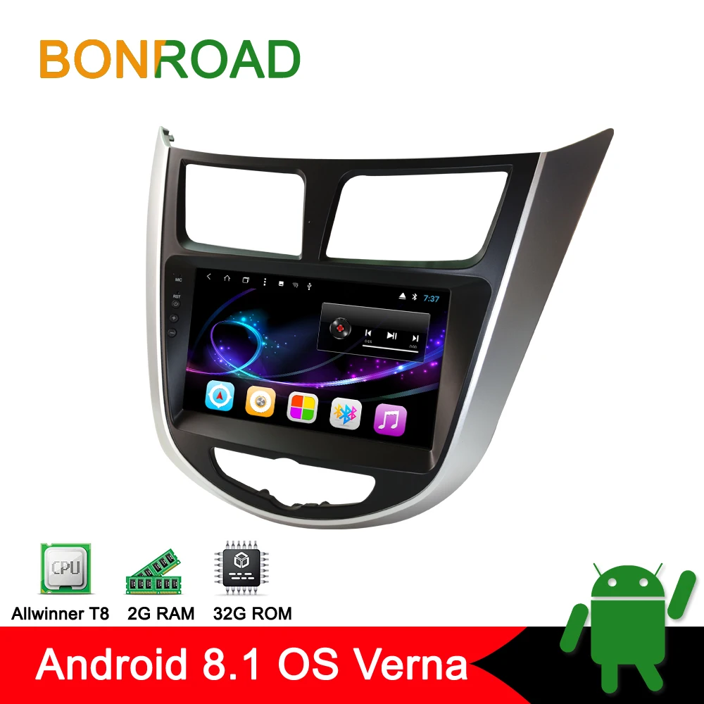Bonroad " Android автомобильный мультимедийный плеер для hyundai Accent Solaris I25 Verna Автомобильная интеллектуальная система Радио gps навигация без dvd