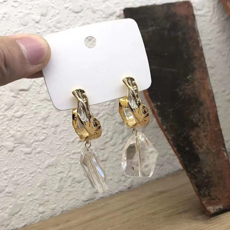 Серьги-капельки MENGJIQIAO длинные прозрачные геометрические серьги с металлическим