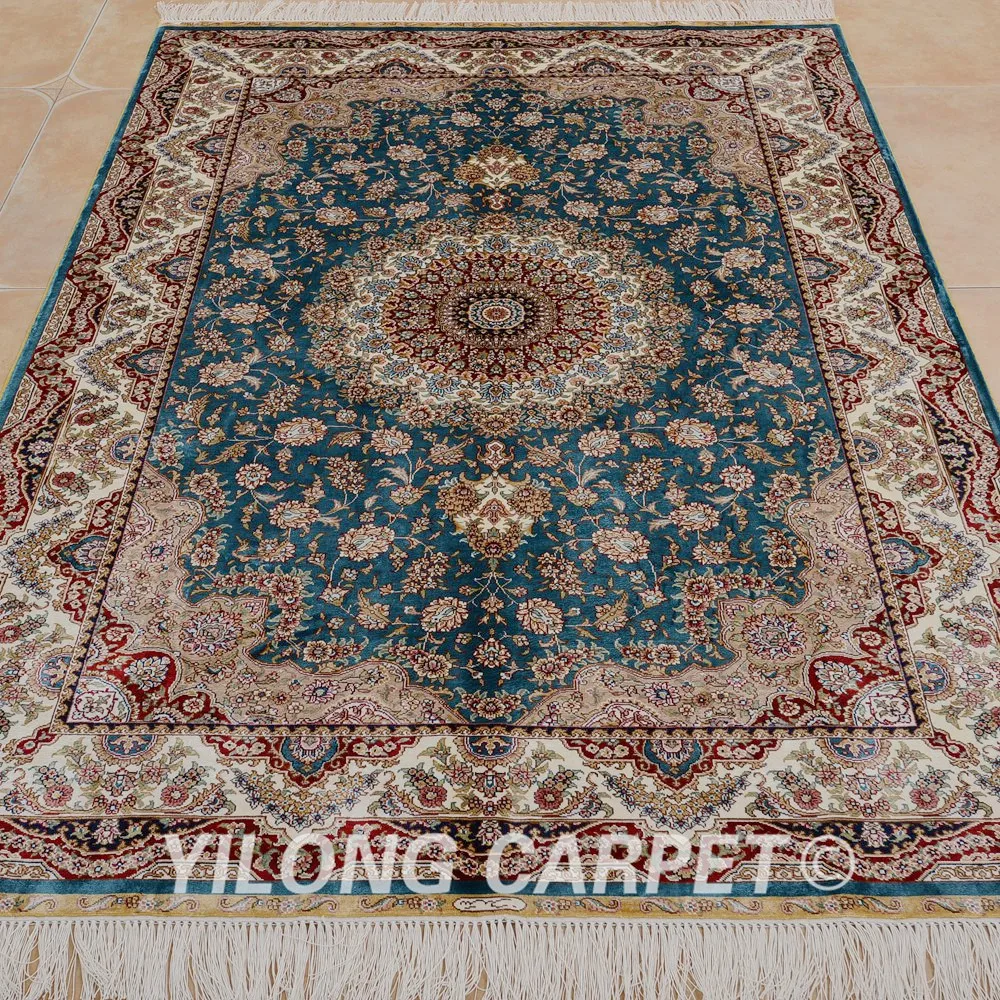 Yilong 4' x 6 'ковер ручной работы синий медальон дизайн vantage античные персидские
