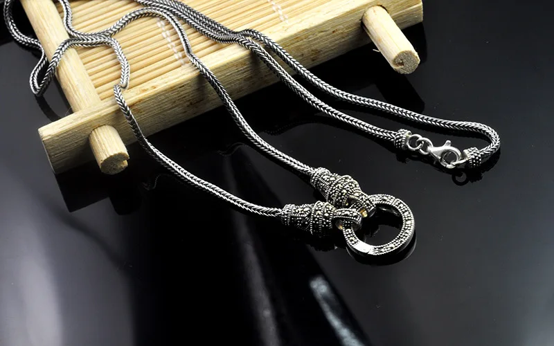 925 Серебряная Пряжка Foxtail женские мужские ожерелья тайский серебряный марказит камень свитер с переснованной лентой серебряное колье цепочка