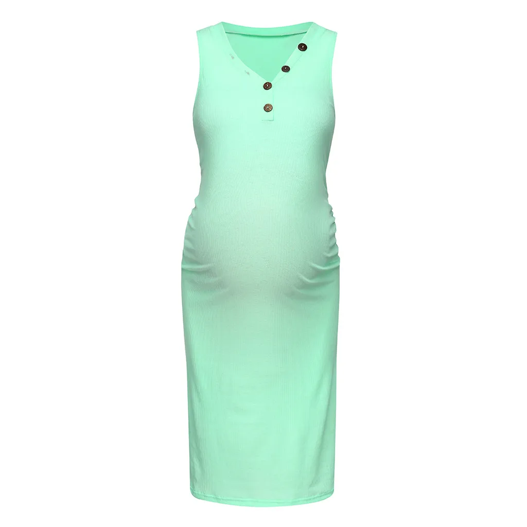 Women Maternity Gown Summer Sleeveless Pregnancy Sundress Casual Button Dress Ropa Premama Embarazadas | Мать и ребенок