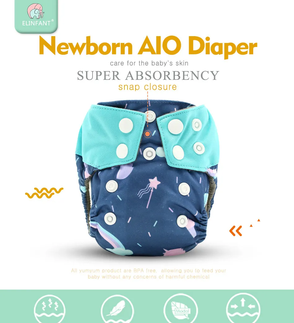 Elinfant пеленки для новорожденных, моющиеся, экологиэкологичные, ткань