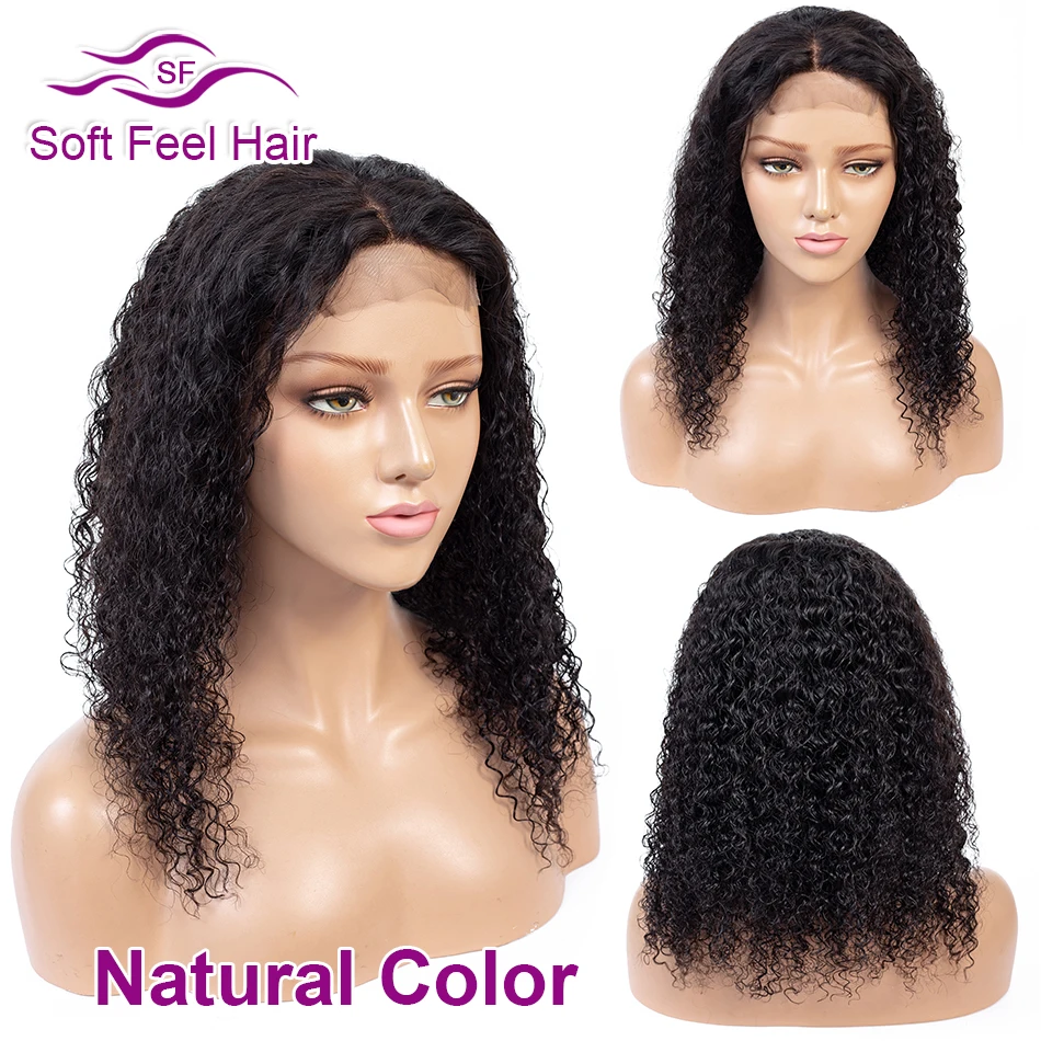 Soft Feel Hair 4*4 Омбре Кружева Закрытие парик 150% плотность Remy человеческие волосы Закрытие парики для черных женщин бразильский кудрявый парик