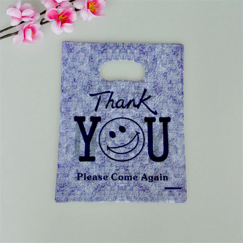 100 шт./компл. 15x20 см пластиковый подарочный пакет с надписью Thank You Smile ручка для
