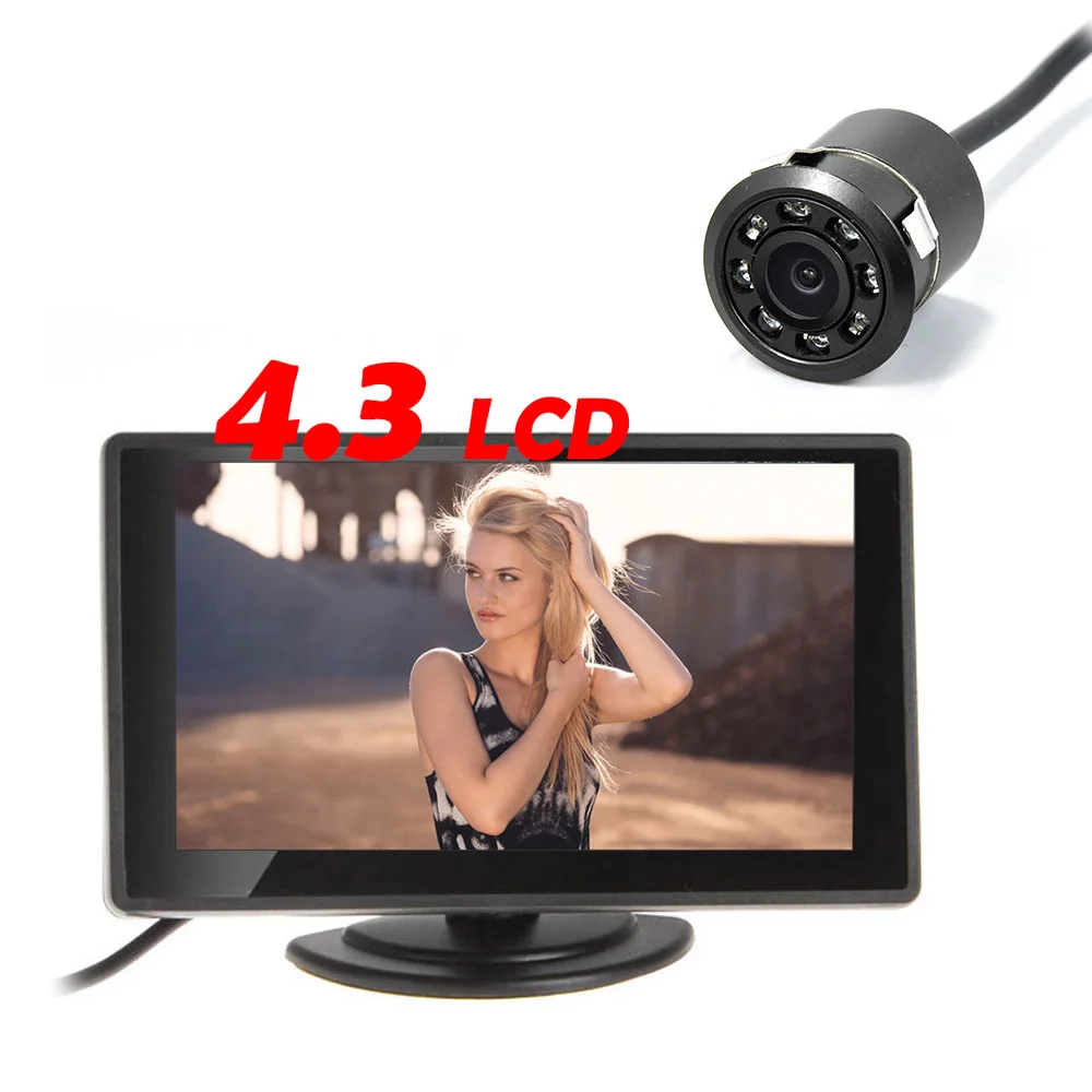 4.3"TFT LCD Car Monitor With 8pcs LED HD Backup camera (18.5MM)