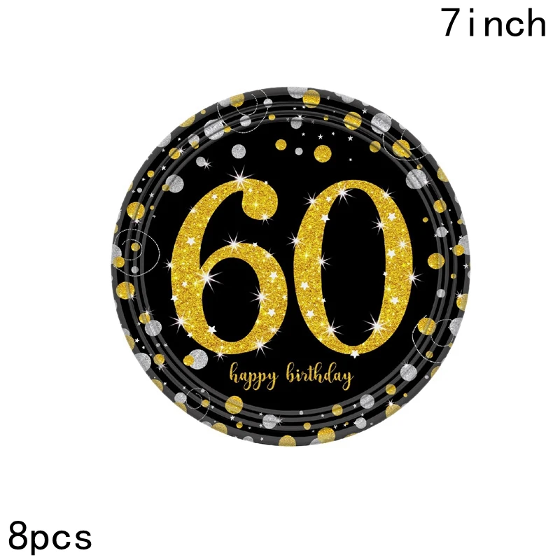 8pcs 7inch plates Набор 21 30 40 50 60th от NOHOO День рождения украшения для взрослых 21 30 40 50 60 лет вечерние поставки - Цвет: 8pcs 7inch plates