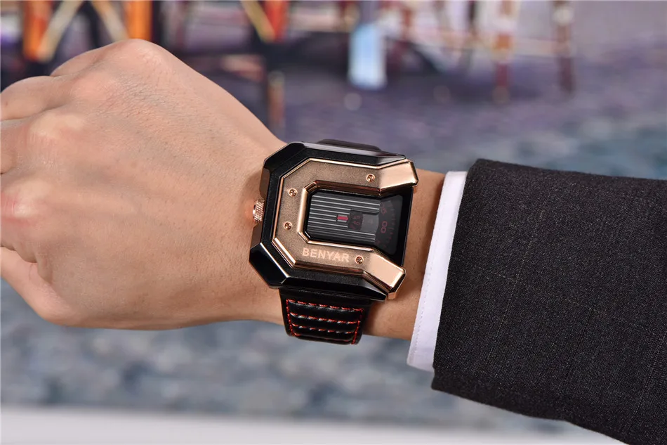 BENYAR Брендовые Часы Reloj Hombre для мужчин модные водостойкие кожаные кварцевые часы спортивные Relogio Masculino erkek коль saati