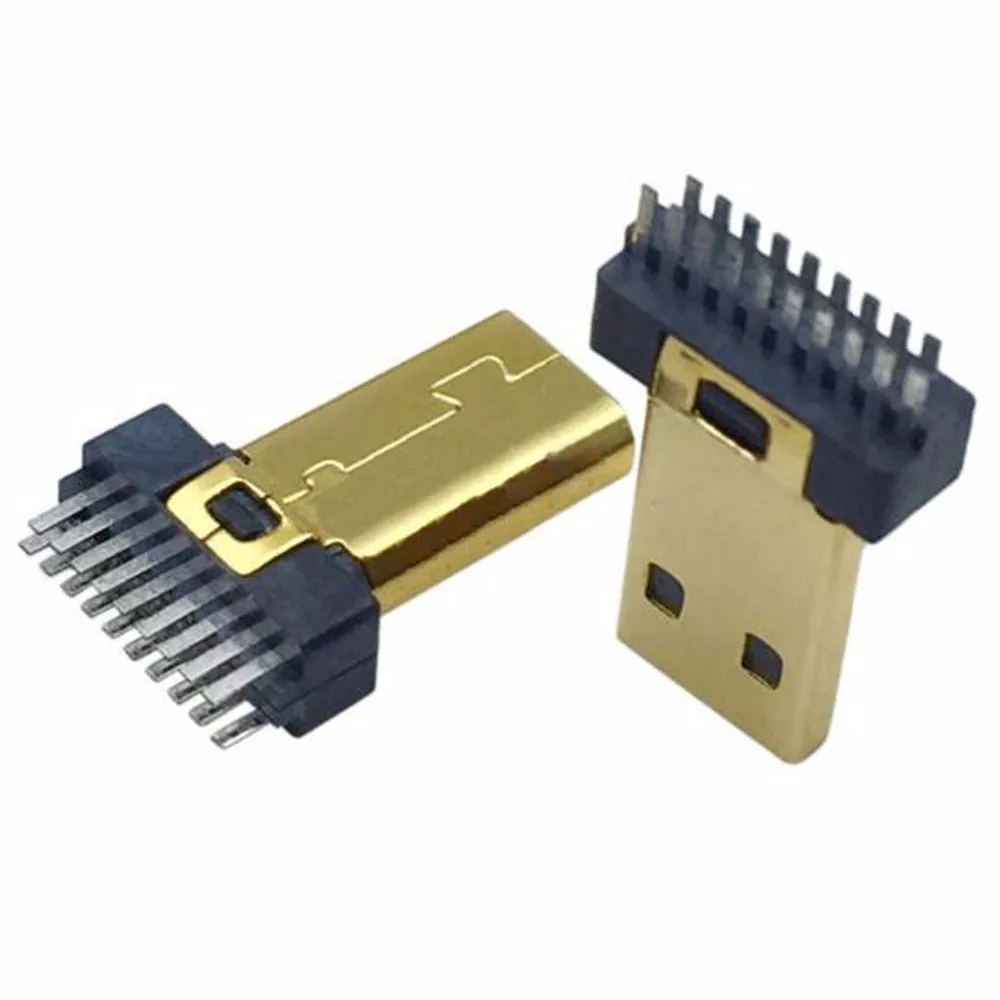 10 шт./лот позолоченный штекер Micro HDMI соединительный провод типа D без печатной