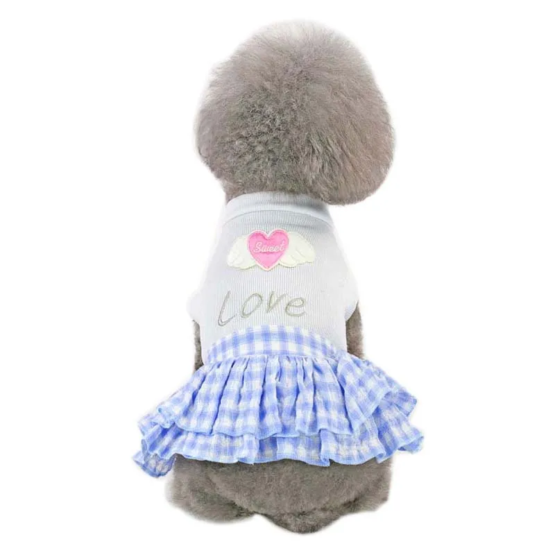 Летнее повседневное клетчатое платье для собак милое с буквенным принтом и